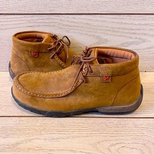 Twisted X Brown Leather Moc Lace Up Driving Chukka Work Boots Shoes Women’s 7.5